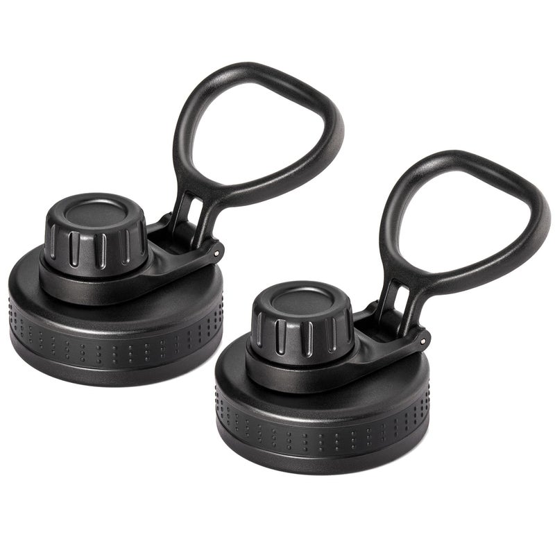 Prurex Spout Lid for Hydro Flask 12 16 18 22 32 40 64oz Wide Mouth Water Bottle,Replacement Lid for Hydroflask,Thermoflas,Iron Flask Wide Mouth Bottles (Black, 2 Pack) - Image 1