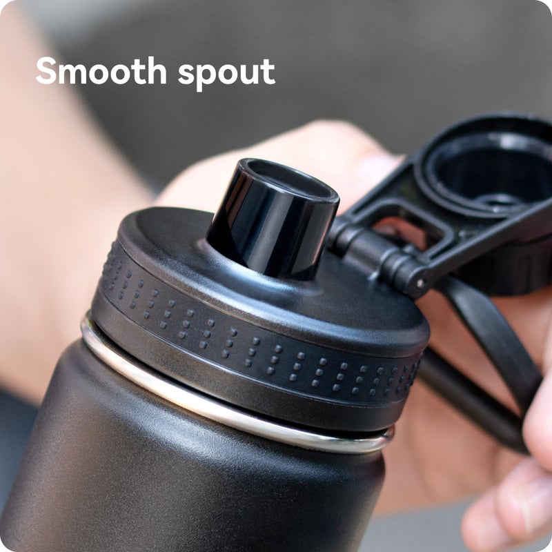 Prurex Spout Lid for Hydro Flask 12 16 18 22 32 40 64oz Wide Mouth Water Bottle,Replacement Lid for Hydroflask,Thermoflas,Iron Flask Wide Mouth Bottles (Black, 2 Pack) - Image 2