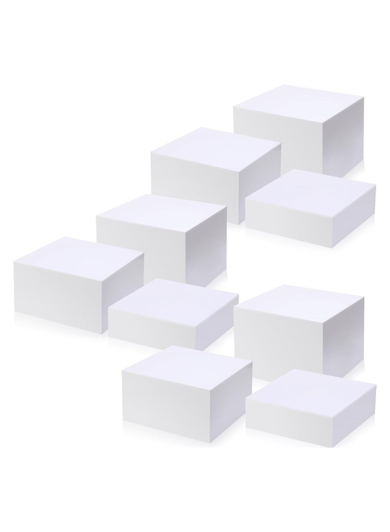 تي بي جي بي 9 قطع من حاملات البوفيه المصنوعة من الأكريليك، صندوق عرض مكعب، حامل طاولة طعام مكون من 5 جوانب للعرض مع قاع مجوف للحفلات، 8 × 8 × 6 بوصات، 7 × 7 × 4 بوصات، 6 × 6 × 2 بوصة (أبيض) - Image 1