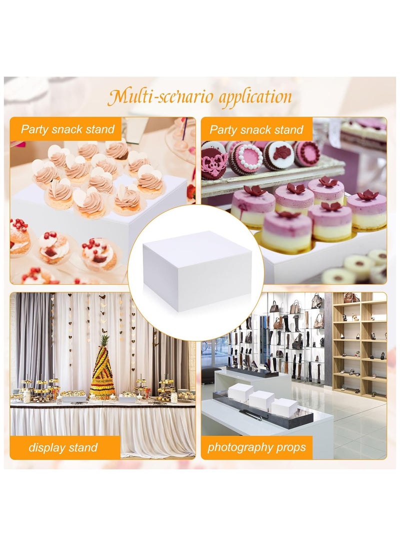 تي بي جي بي 9 قطع من حاملات البوفيه المصنوعة من الأكريليك، صندوق عرض مكعب، حامل طاولة طعام مكون من 5 جوانب للعرض مع قاع مجوف للحفلات، 8 × 8 × 6 بوصات، 7 × 7 × 4 بوصات، 6 × 6 × 2 بوصة (أبيض) - Image 5