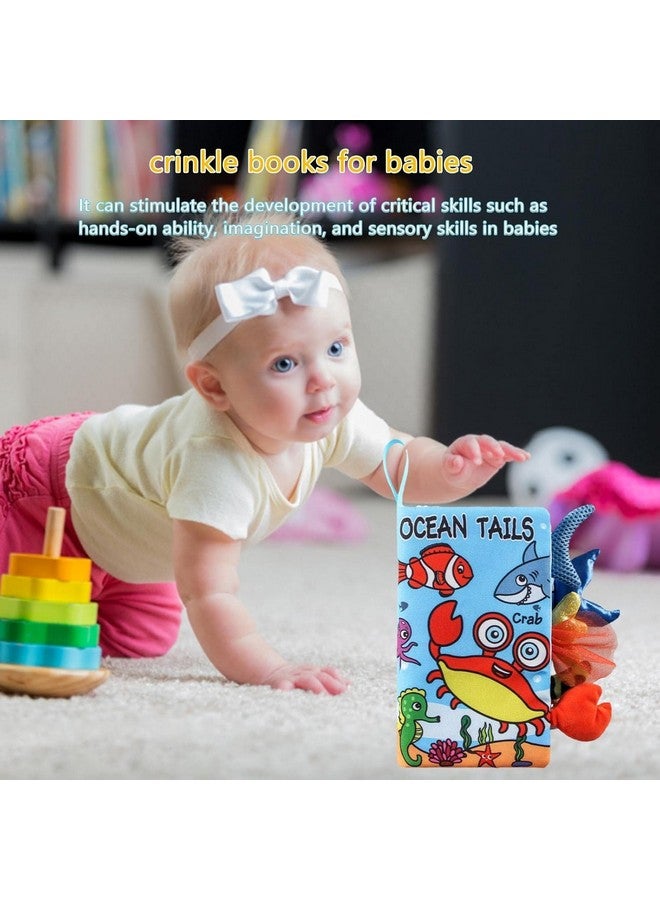 BeFunky Infant Polyester Baby Fabric Book - Months 0-12, Soft 3D Sensory Book with Crinkle Pages, Montessori Learning Toy for Boys & Girls (Ocean), Multicolor - Image 2