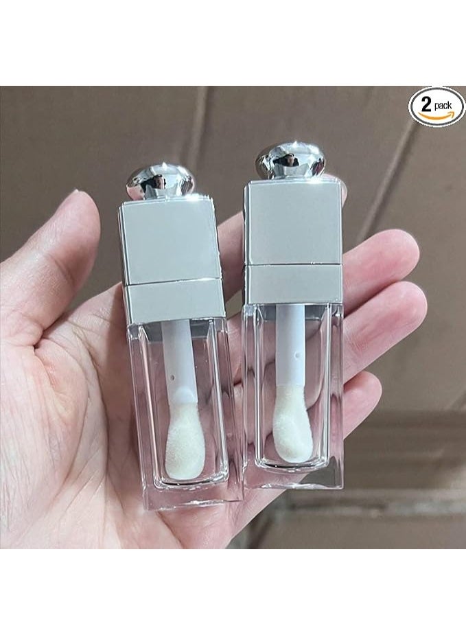 عبوتان فارغتان لملمع الشفاه – سعة 6 مل – حاويات فاخرة قابلة لإعادة التعبئة مستوحاة من التصاميم الراقية (فضي) - Image 1