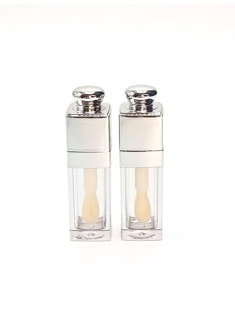 عبوتان فارغتان لملمع الشفاه – سعة 6 مل – حاويات فاخرة قابلة لإعادة التعبئة مستوحاة من التصاميم الراقية (فضي) - Image 2