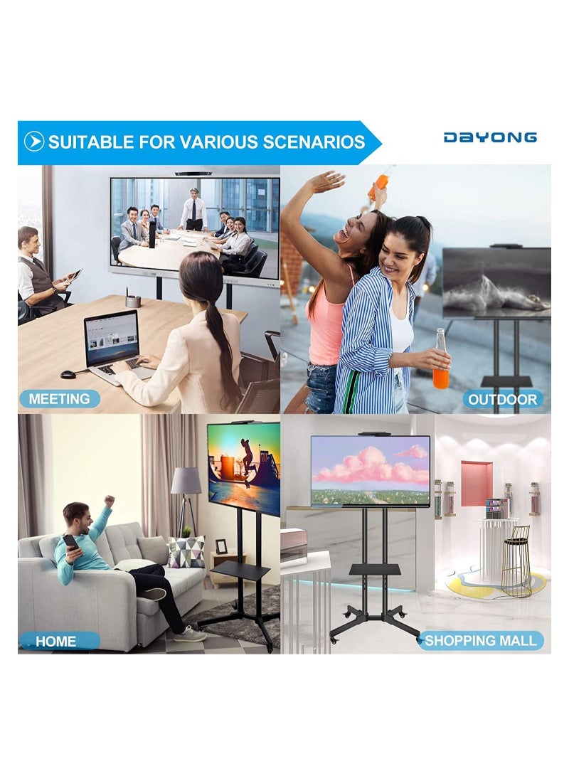 ELTRAZONE Mobile Monitor Stand with Wheels,Rolling TV Cart Floor Stand for 35-65 Inch LCD LED Flat Curved Screen TVs, Height Adjustable Portable TV Stand for Home,Office - Image 4