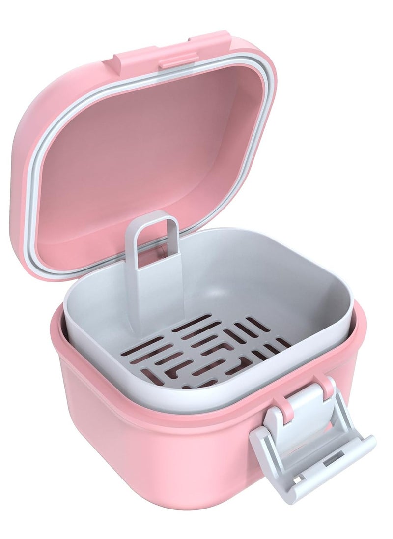 ARGOMAX - ARGOMAX Leak Proof Denture Bath Cup, Portable Soaking Denture Box, Denture Bath Case with Strainer, for Dentures and Braces (Pink + White). - Image 1