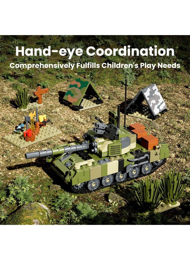 mould king Mould King Tank Building Set, Military Tank Model with Tents, Green Plants, and Picnic Accessories, 24073 Army Camp Blocks Kits, Creative STEM Toy for Boys 8+ and Adults (513 pcs)  - Image 2