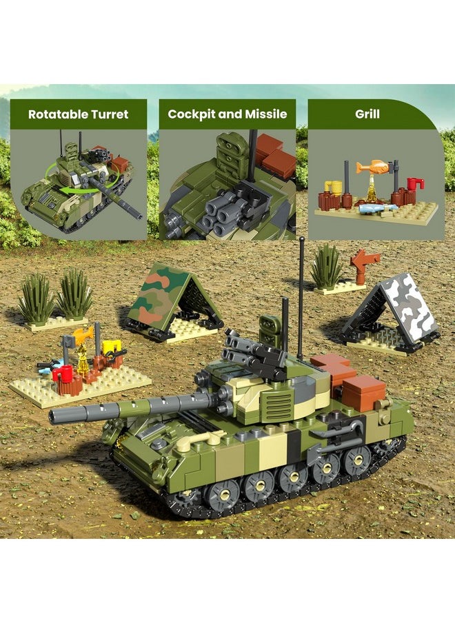 mould king Mould King Tank Building Set, Military Tank Model with Tents, Green Plants, and Picnic Accessories, 24073 Army Camp Blocks Kits, Creative STEM Toy for Boys 8+ and Adults (513 pcs)  - Image 4