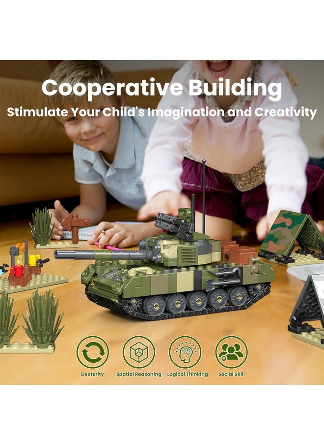mould king Mould King Tank Building Set, Military Tank Model with Tents, Green Plants, and Picnic Accessories, 24073 Army Camp Blocks Kits, Creative STEM Toy for Boys 8+ and Adults (513 pcs)  - Image 3