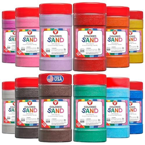 Hygloss Colored Sand for Crafts 12 Assorted Colors 1 lb Vibrant Colorful Fine Sensory Play Sand Art Kits for Kids Classroom Activities for Children 3 4 5 6 7 8 9 10 11 12 Safe for Ages 3 - Image 1