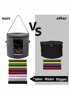 KASTWAVE Storage Box, Hat Box Organizer, with 1 Wood Hook, Foldable Round Travel Hat Boxes, with Dustproof Lid, Stuffed Animal Toy Storage Bin Bag, for Women & Men, 19" D x 17" H  - Image 3