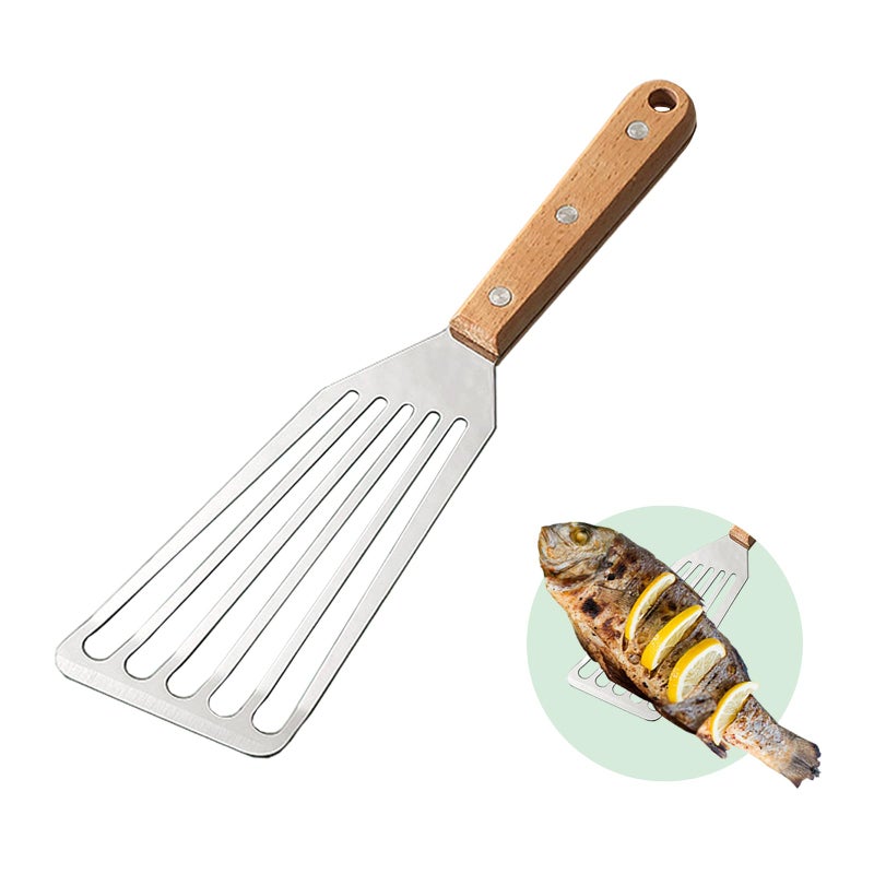 Fish Spatula Stainless Steel Metal Turner for Cooking Kitchen Use Slotted Spatula
