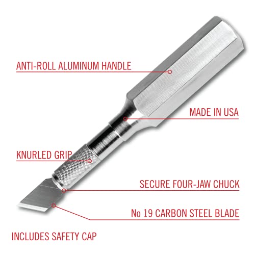 Excel Blades K6 Heavy-Duty Precision Knife – Hexagonal Metal Handle with Angled #19 Blade – Easy-Change Craft Knife for Cutting Thick Materials, Paper, Plastic and Wood - Made In USA - Image 2