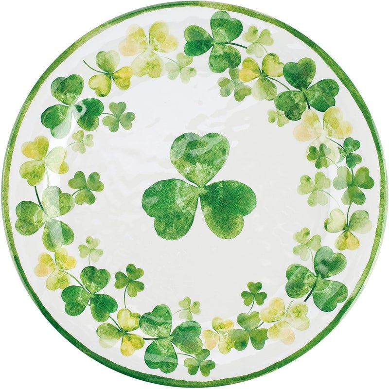 UP UPware Shamrocks Melamine Dinner Plate Set Round Plates for Main course Pasta and Salad BPAFree Dishwasher Safe Green 11 Inch Set of 6 - Image 4