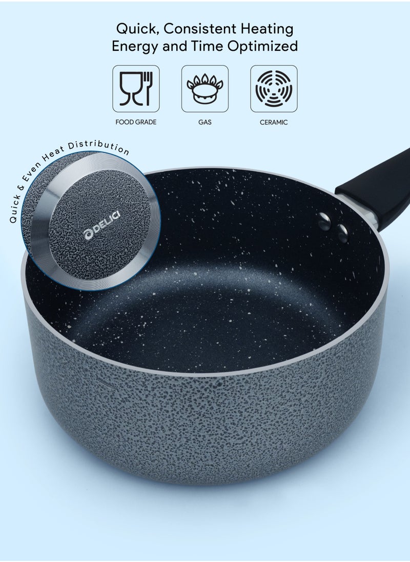 DELICI 10-Piece Superior Aluminium Cookware Set - Non-Stick Granite Gray Interior, Glass Lids, Heat-Resistant Handles, Eco-Friendly, Dishwasher Safe (ACS10HE)  - Image 5