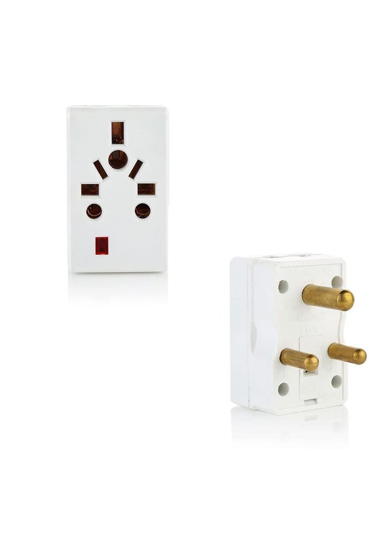 HI PLASST PINS N PLUGS HiPlasst Universal MultiCountry Travel Adapter TypeD Plug for Indian Socket for Imported Devices Compatible with Plugs of US UK EU and 150 Countries Builtin Fuse LED Indicator Pack of 2  - Image 1
