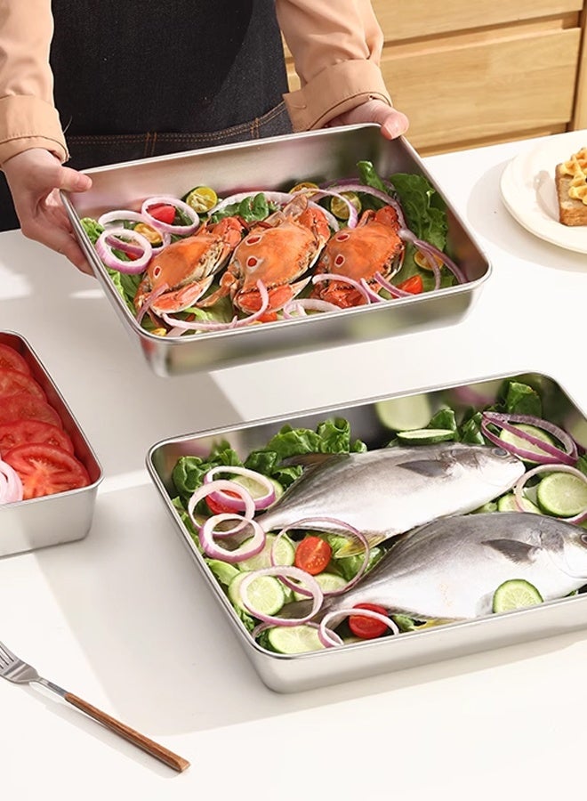 Morlife 2 Pcs Oven Tray Deep Rectangle Cake Tin Stainless Steel Baking , Perfect for Rectangle Cake Lasagne Cookie Pizza, Healthy & Non Toxic,Mirror Finished & Dishwasher Safe (40x30x5CM) - Image 5