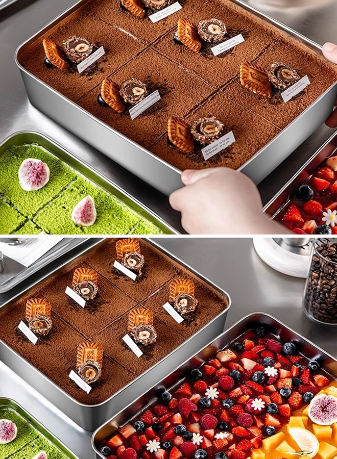 Morlife 2 Pcs Oven Tray Deep Rectangle Cake Tin Stainless Steel Baking , Perfect for Rectangle Cake Lasagne Cookie Pizza, Healthy & Non Toxic,Mirror Finished & Dishwasher Safe (40x30x5CM) - Image 2