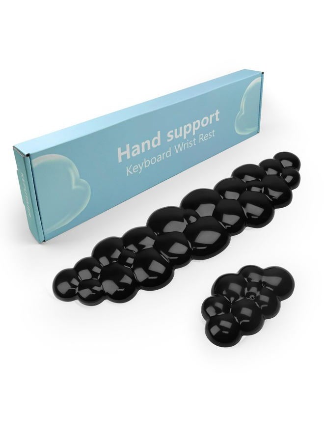 KEPUTAIER Gel Cloud Keyboard and Mouse Wrist Rest, Cute Wrist Support and Arm Support Keyboard Rest for Keyboard and Mouse Typing Pain Relief，Suitable for Office/Computer/Laptop/Gaming (Transparent Black) - Image 1