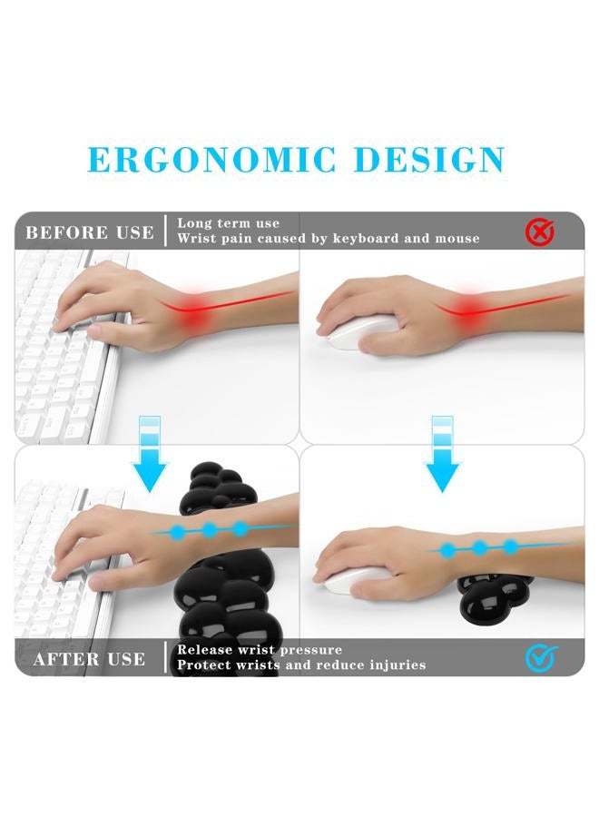 KEPUTAIER Gel Cloud Keyboard and Mouse Wrist Rest, Cute Wrist Support and Arm Support Keyboard Rest for Keyboard and Mouse Typing Pain Relief，Suitable for Office/Computer/Laptop/Gaming (Transparent Black) - Image 2
