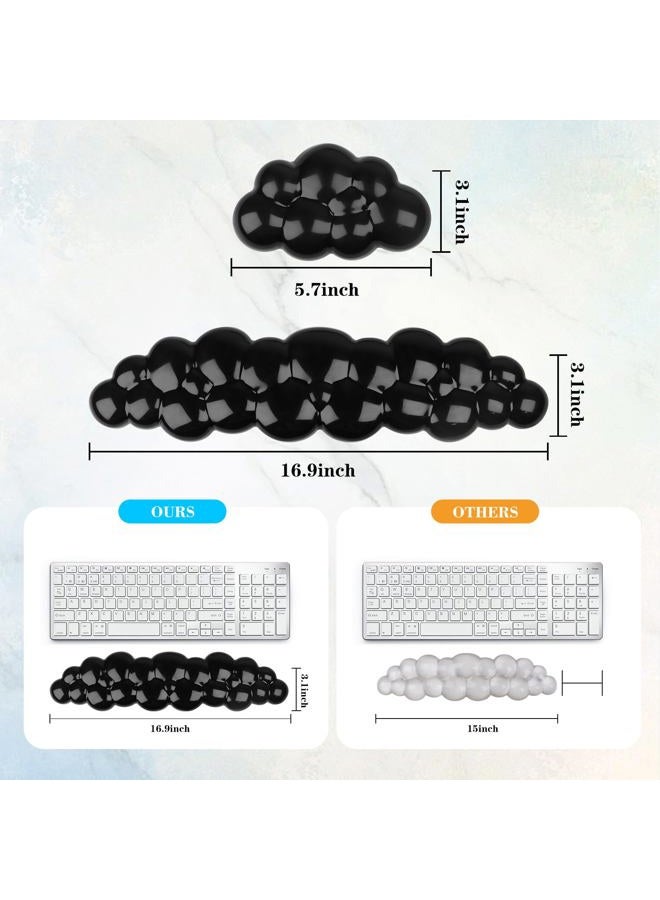 KEPUTAIER Gel Cloud Keyboard and Mouse Wrist Rest, Cute Wrist Support and Arm Support Keyboard Rest for Keyboard and Mouse Typing Pain Relief，Suitable for Office/Computer/Laptop/Gaming (Transparent Black) - Image 5