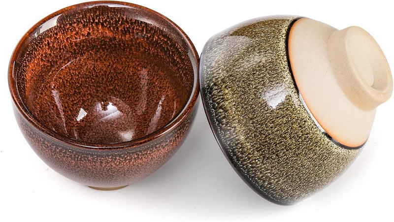 Eorbow 6 Pack 2oz Ceramic Tea Sake Cups, Handcrafted Chinese Kungfu Tea Cup, Japanese Sake Cup Set, Small Tea Cup for Soju Shot, Matcha, Saki, Asian Tea Accessories, 6 Colors - Image 4