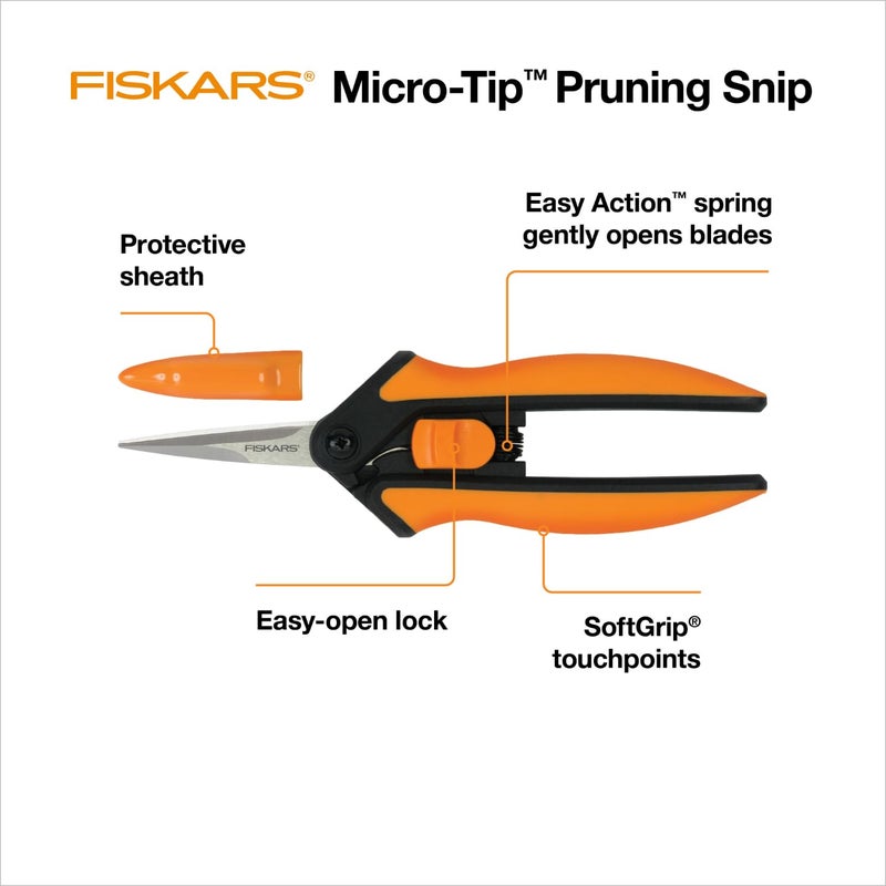Fiskars 6" Pruning Scissors for Flower Stems, Herbs, Buds, and Small Plants, Garden Snips with Stainless Steel Blades, Gardening Trimmers with Comfortable Handle - Image 2