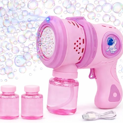 Goyal's Rechargeable Big Size Bubble Machine for Kids Automatic Bubble Gun Leak-Proof Design with 2 Bubble Solution (Pink) - Image 1