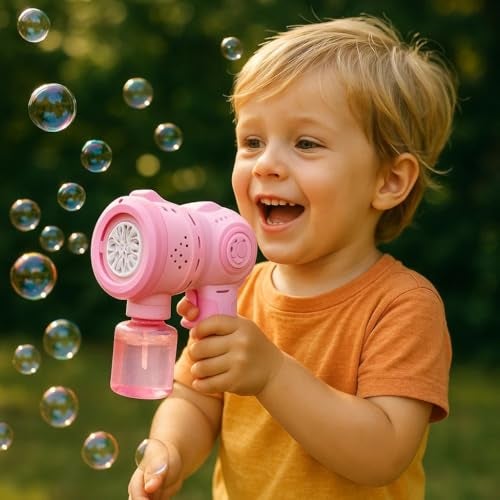 Goyal's Rechargeable Big Size Bubble Machine for Kids Automatic Bubble Gun Leak-Proof Design with 2 Bubble Solution (Pink) - Image 2