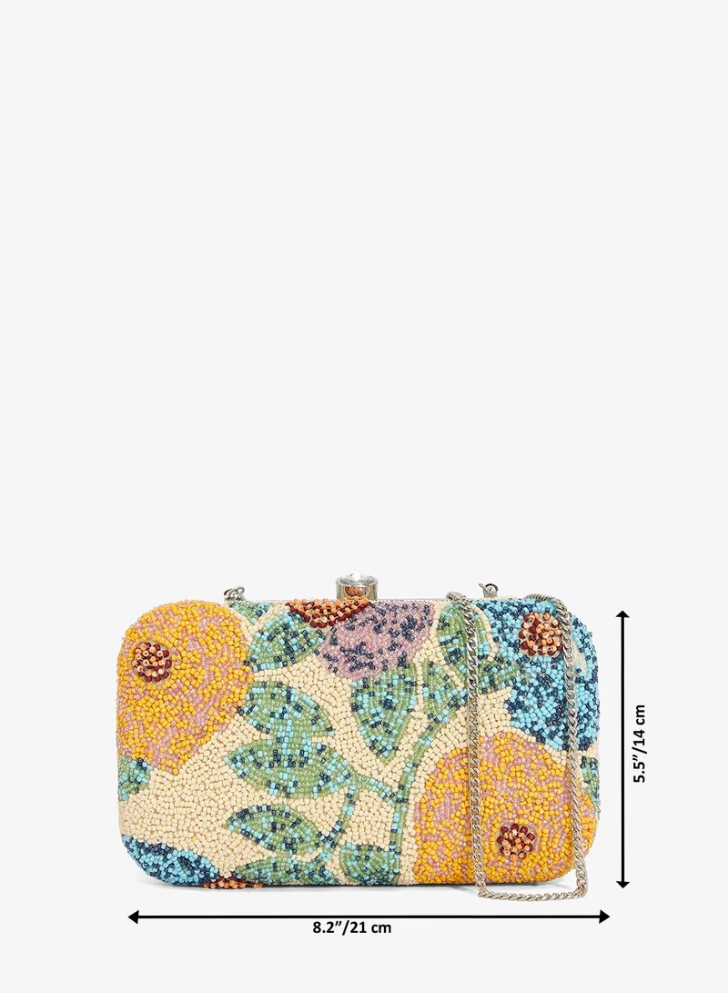 Ginger Boutique Multicolor Embroidered Beaded Floral Clutch for Women | Best Price UAE