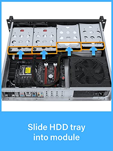 Rosewill 2U Server Chassis Rackmount Case | 4 3.5"/2.5" HDD, 1 5.25" Device | Micro-ATX Compatible | 2 x 80mm PWM Fans | 2X USB 3.0 | Silver/Black - RSV-Z2700U - Image 4