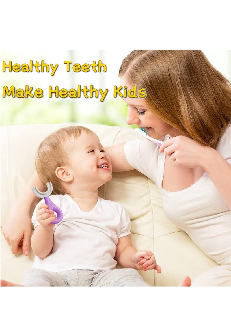 كيلا فرشاة أسنان على شكل حرف U للأطفال قطعتين - فرشاة أسنان للأطفال الصغار برأس فرشاة من السيليكون الناعم المخصص للطعام، فرشاة أسنان للأطفال من سن 2 إلى 6 سنوات، تنظيف الأسنان عن طريق الفم بزاوية 360 درجة - Image 5