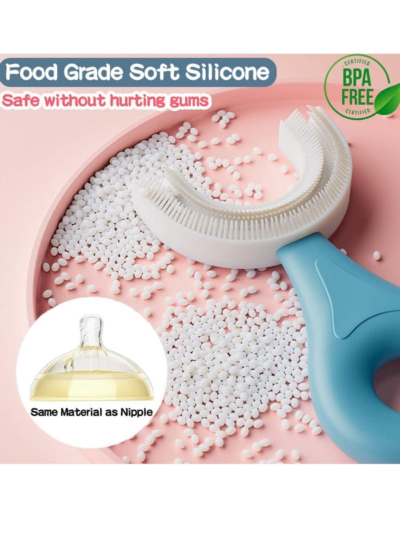 كيلا فرشاة أسنان على شكل حرف U للأطفال قطعتين - فرشاة أسنان للأطفال الصغار برأس فرشاة من السيليكون الناعم المخصص للطعام، فرشاة أسنان للأطفال من سن 2 إلى 6 سنوات، تنظيف الأسنان عن طريق الفم بزاوية 360 درجة - Image 3