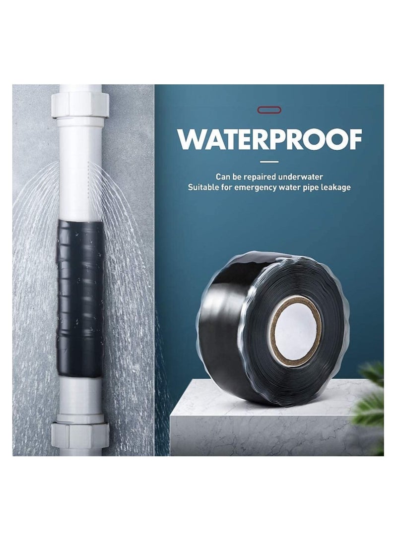 KASTWAVE Seal Self Fusing Silicone Tape - 2 Rolls 25 mm Wide and 3 m Long Weatherproof Self Fusing Silicone Sealing Tape for Emergency Pipeline Repair/Cable Bandage/Tool Fixing (Black) - Image 3