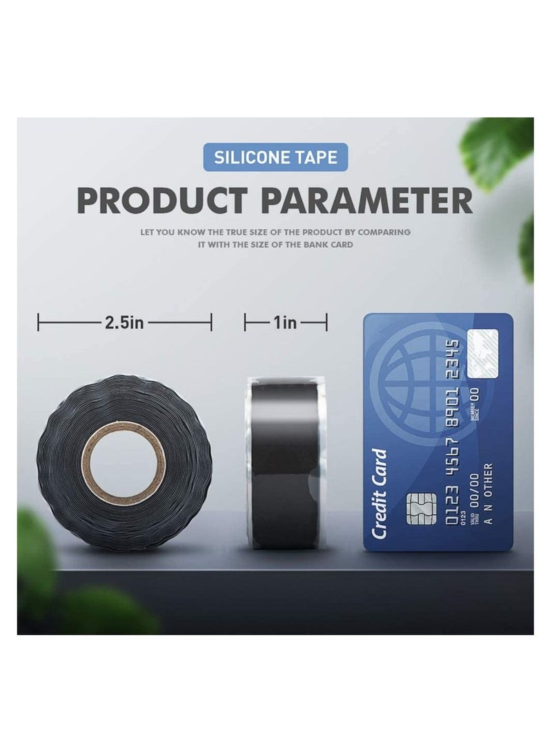 KASTWAVE Seal Self Fusing Silicone Tape - 2 Rolls 25 mm Wide and 3 m Long Weatherproof Self Fusing Silicone Sealing Tape for Emergency Pipeline Repair/Cable Bandage/Tool Fixing (Black) - Image 2