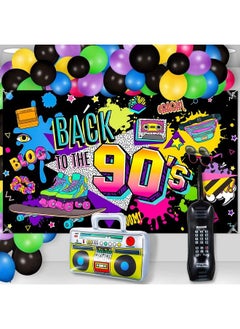 90 Party Decorations Back To The 80S 90S Banner Hip Hop Backdrop With Inflatable Radio Boombox Inflatable Mobile Phone Balloons For 80S 90S Party Themed Photo Booth Background Party Supplies - pzsku/Z3EA758BDBAAE475C602FZ/45/_/1688624447/0dfc7704-ec6a-46ff-b198-963baae5c85f