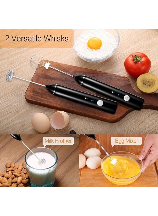 Nescafé milk frother, handheld electric milk frother with USB charging, two stainless steel whisks, perfect for cappuccino, hot chocolate, milkshakes, and egg beaters. - Image 3