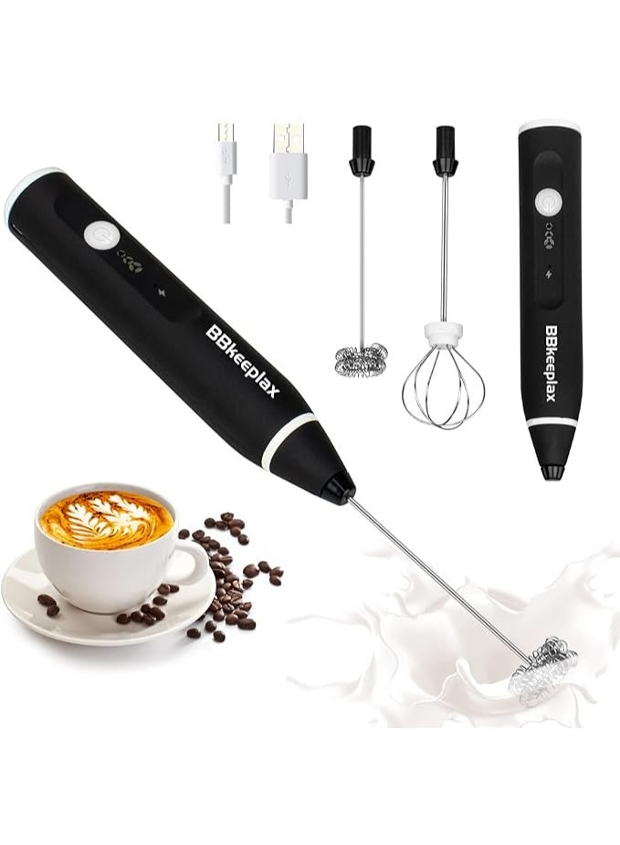 Nescafé milk frother, handheld electric milk frother with USB charging, two stainless steel whisks, perfect for cappuccino, hot chocolate, milkshakes, and egg beaters. - Image 2