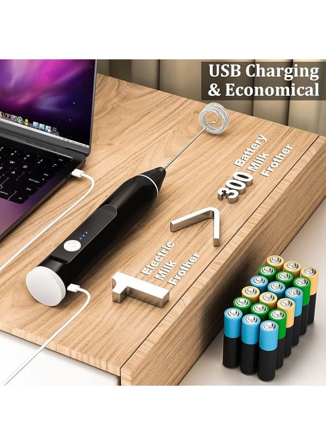 Nescafé milk frother, handheld electric milk frother with USB charging, two stainless steel whisks, perfect for cappuccino, hot chocolate, milkshakes, and egg beaters. - Image 5