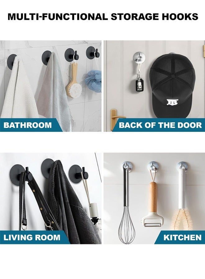 خطافات ذاتية اللصق، خطافات متينة تلتصق بالحائط والباب للتعليق، خطافات مناشف للمعاطف/الرداء/المناشف تلتصق بالحمام/المطبخ/الغرفة، عبوة من 4 قطع - Image 4