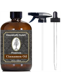 Essentially KateS Premium Cinnamon Oil 4 Fl Oz with Huge Dropper and Sprayer - 100% Pure, Natural & Therapeutic - Cleaning, DIY Soap, Diffuser, Aromatherapy, Garden and Kitchen - Indoor and Outdoor  - Image 1