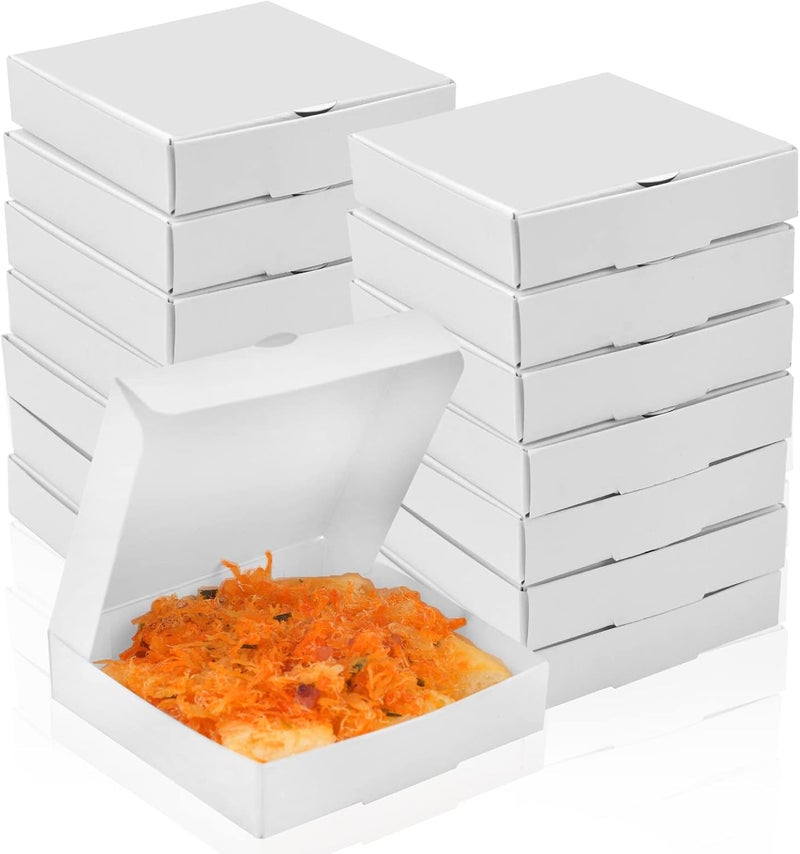 WANGDEFA 100 Pack Small Pizza Boxes Mini Pizza Boxes 3.5 x 3.5 White Mini Pizza Boxes White Pizza Boxes 3.5 Inch Mini Pizza Boxes for Pizzas Cookie Mini Pies Party Favors - Image 1