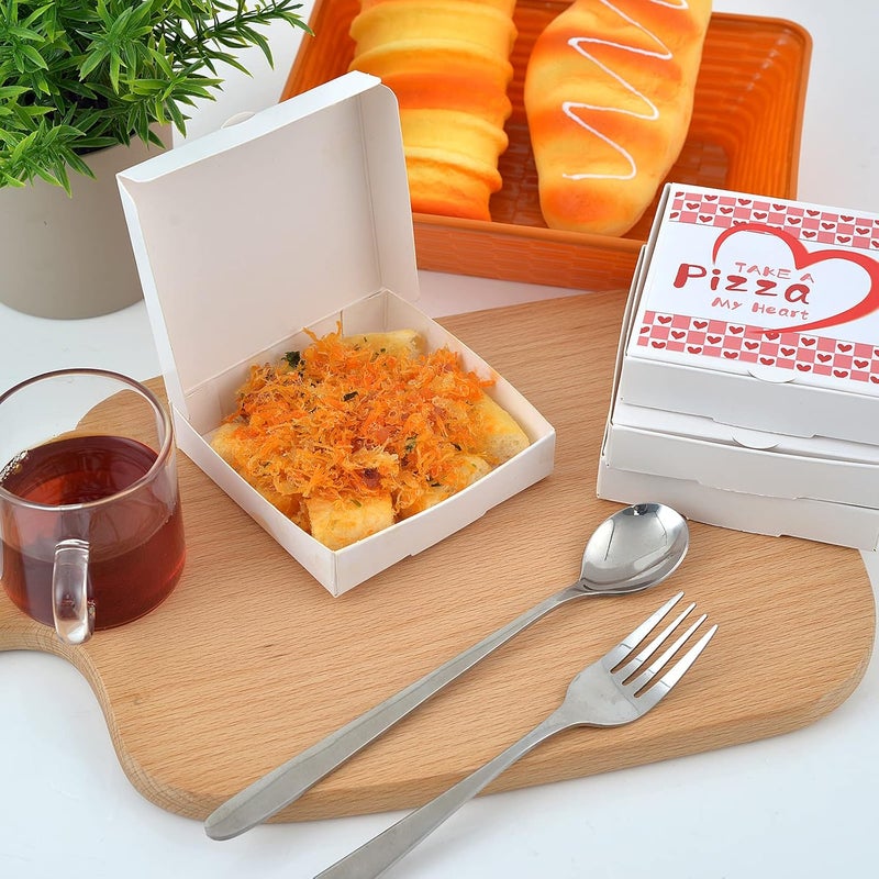 WANGDEFA 100 Pack Small Pizza Boxes Mini Pizza Boxes 3.5 x 3.5 White Mini Pizza Boxes White Pizza Boxes 3.5 Inch Mini Pizza Boxes for Pizzas Cookie Mini Pies Party Favors - Image 4