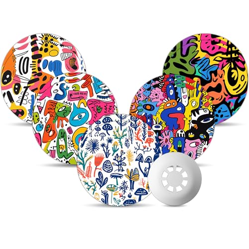 Amolyfe Libre 3 Plus Sensor Covers Waterproof Amolyfe 10 Pack Freestyle Libre 3 Covers BumpProof with Hard Cap Breathable Latex Free Glucose Sensor CGM Adhesive Patches 14Day CGM Protection Graffiti - Image 2