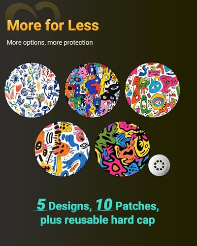 Amolyfe Libre 3 Plus Sensor Covers Waterproof Amolyfe 10 Pack Freestyle Libre 3 Covers BumpProof with Hard Cap Breathable Latex Free Glucose Sensor CGM Adhesive Patches 14Day CGM Protection Graffiti - Image 5