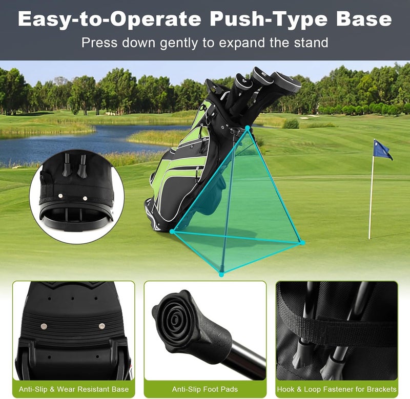GYMAX Golf Stand Bag, 6 Way Divider Golf Club Bag with 8 Pockets, Rain Hood, Umbrella Holder & Glove Sticker, Portable Lightweight Golf Bag for Men Women - Image 3