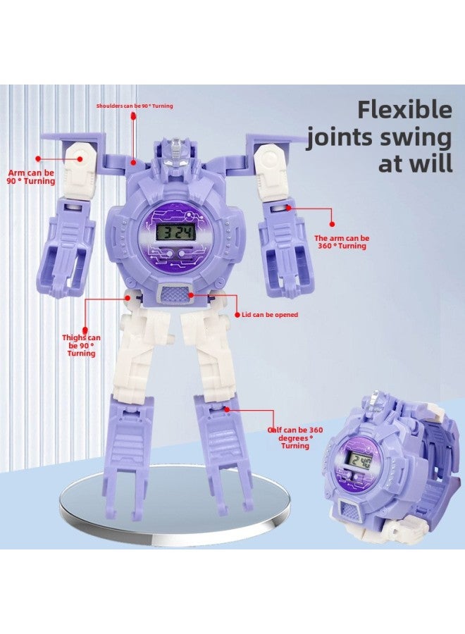 【free Shipping】 Deformation Electronic Watch Creative Children Telescopic Cartoon Robot Toy Gift Kindergarten Gift-Color:【window Box】 Yellow-deformed Watch 79g - Image 5