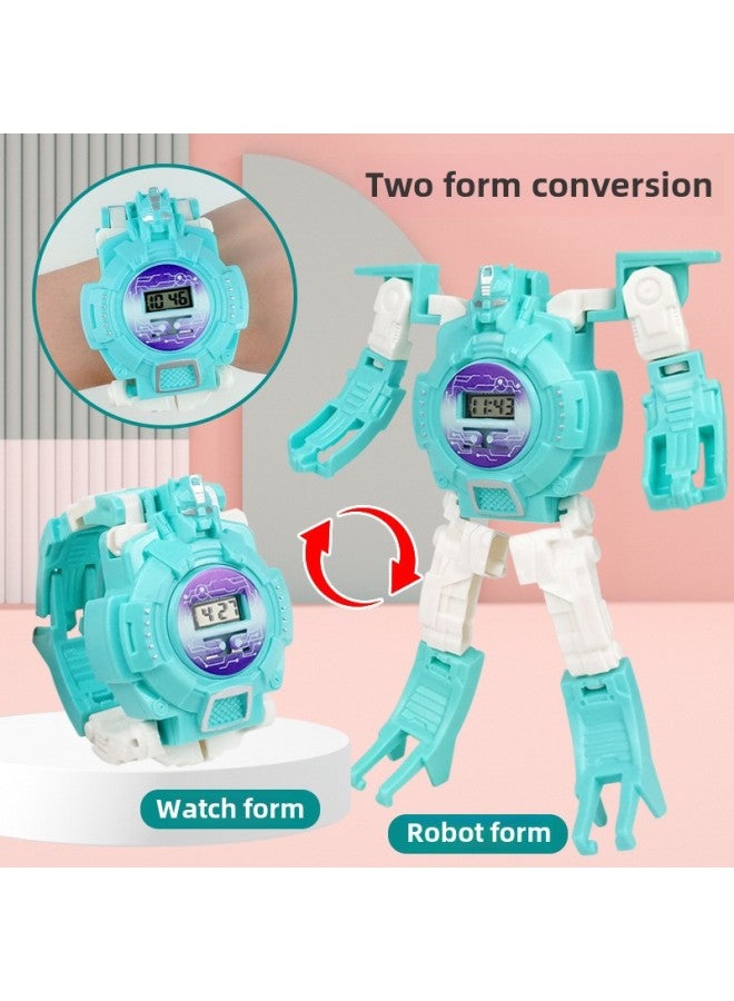 【free Shipping】 Deformation Electronic Watch Creative Children Telescopic Cartoon Robot Toy Gift Kindergarten Gift-Color:【window Box】 Yellow-deformed Watch 79g - Image 4