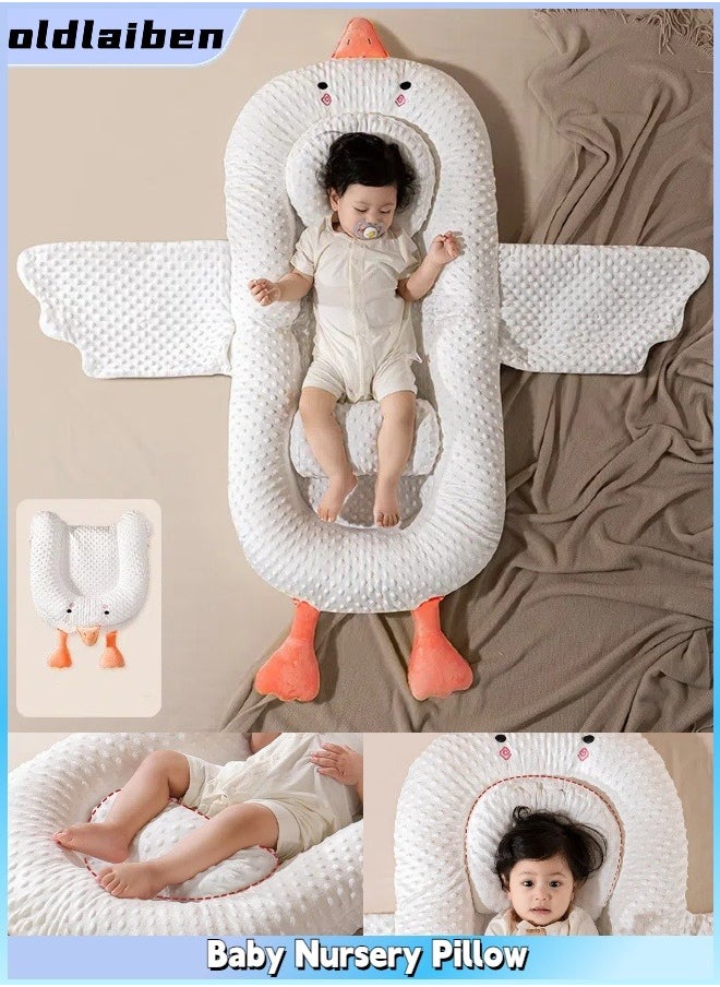 oldlaiben Baby Lounger, Baby lounger Pillow, 2 Sides Soft & Breathable 100% Polyester Fiber, Portable Co-Sleeping Bed with Pillow & Foot Rest, 0-24 Months Portable Infant Nest, Large Newborn Pillow, New Born Essentials must haves  - Image 1