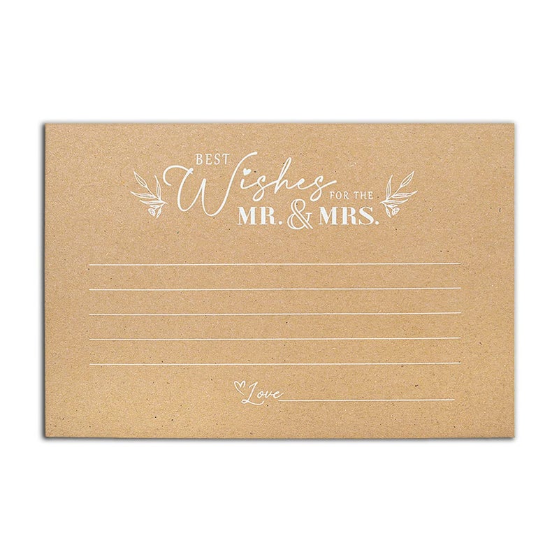 SummerRay 50pcs Kraft Rustic Best Wishes for the Mr Mrs Wedding Advice and Well Wishes Cards for the Bride and Groom 4 x 6 Heavyweight