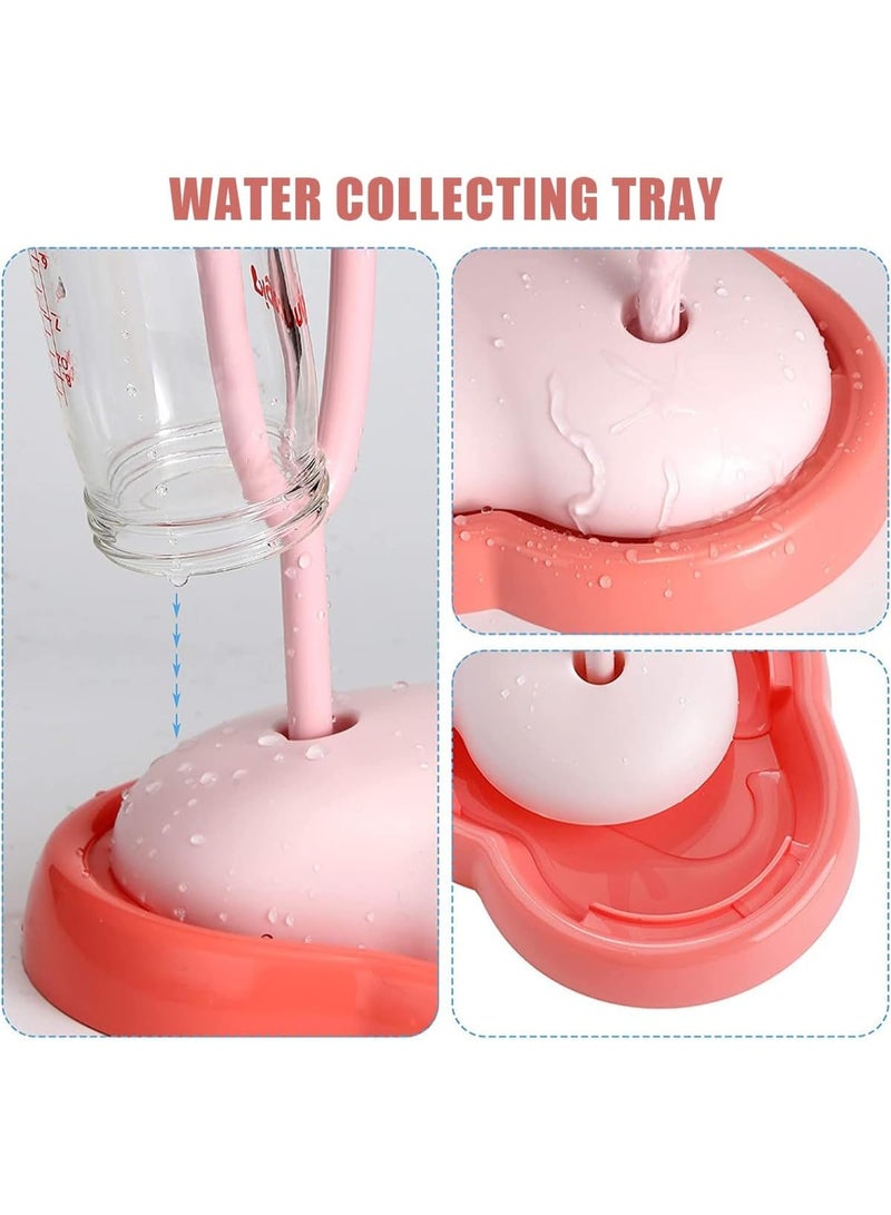 Relex Baby Bottle Brush and Drying Rack, Cleaner Brush Set with Rotating Silicone Bottle Brush, Bottle Drying Rack with Bottle Cleaner Brush & Nipple & Straw Cleaner (Pink) - Image 5